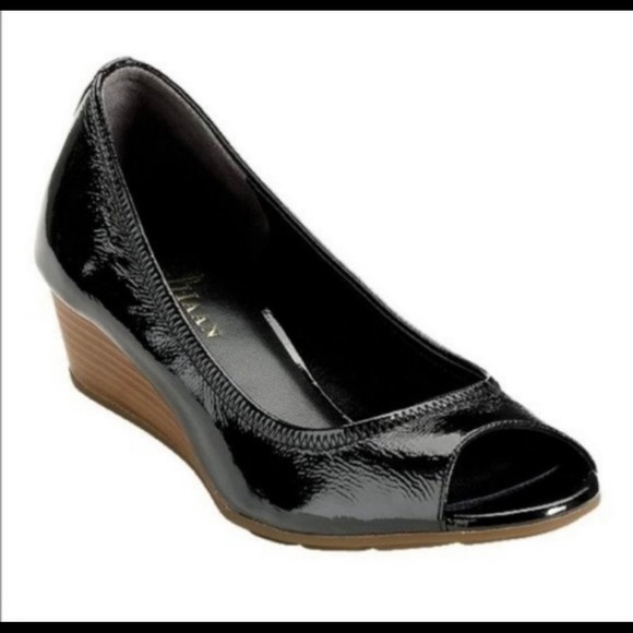 Cole Haan Shoes - Cole Haan NikeAir Tali Black Peep Toe Wedge Shoes